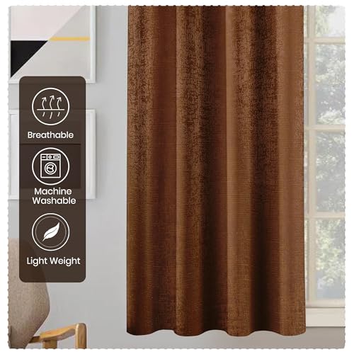 Image of FRESH FROM LOOM Supreme Texture Polyester Padre| Semi Black Out 80% Room Darkening Curtains Screen for Home 7 Feet | (Coffee | 2pc Double Weaved Parda | Eyelet Ring | Window & Door Curtain)
