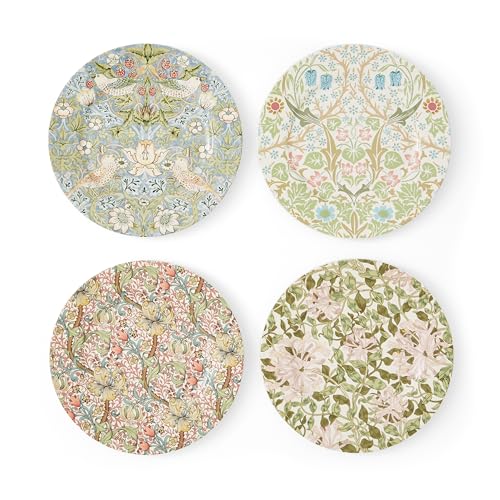Spode Morris & Co 8-Inch Dessert Plates Set of 4 - Fine Porcelain Dinnerware Ideal for High Tea & Everyday Tableware - Round Plates for Appetizers & Sides Dishwasher & Microwave Safe