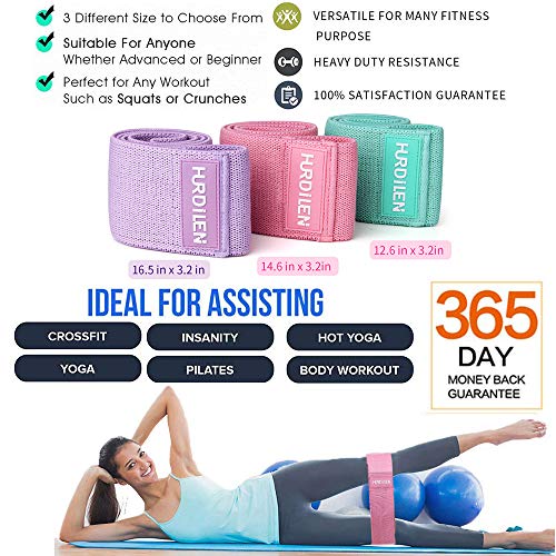 Hurdilen Resistance Bands Loop Exercise Bands,Workout Bands Hip Bands Wide Resistance Bands Hip Resistance Band for Legs and Butt,Activate Glutes and Thigh (Pink,Light Purple,Green)