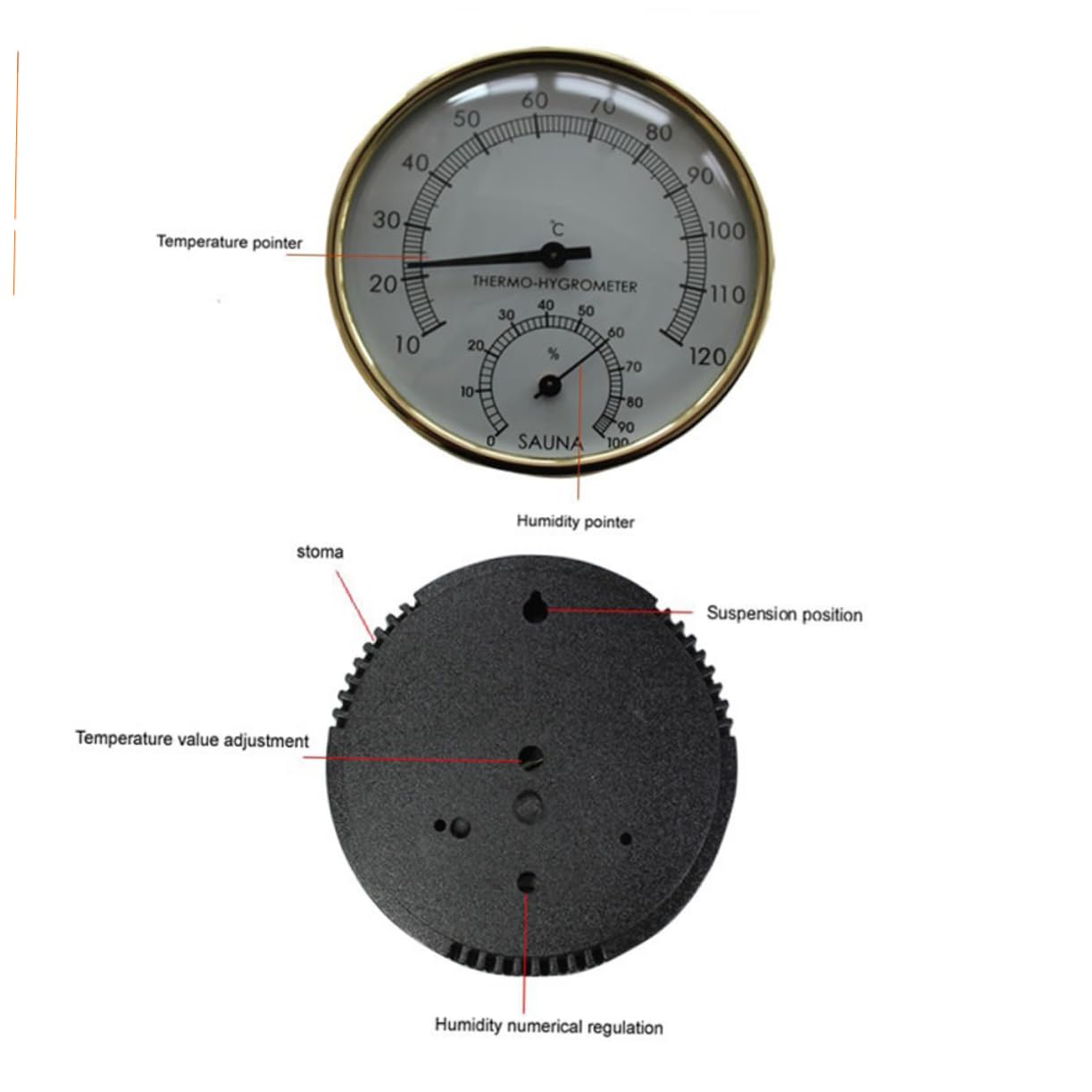 YARNOW 3pezzi Termometro Igrometro Digitale Ad Alta Precisione Per Sauna e Ambienti Interni Rilevatore Di Umidità e Temperatura Hygrothermograph Compatto Con Scala Facile Da Leggere