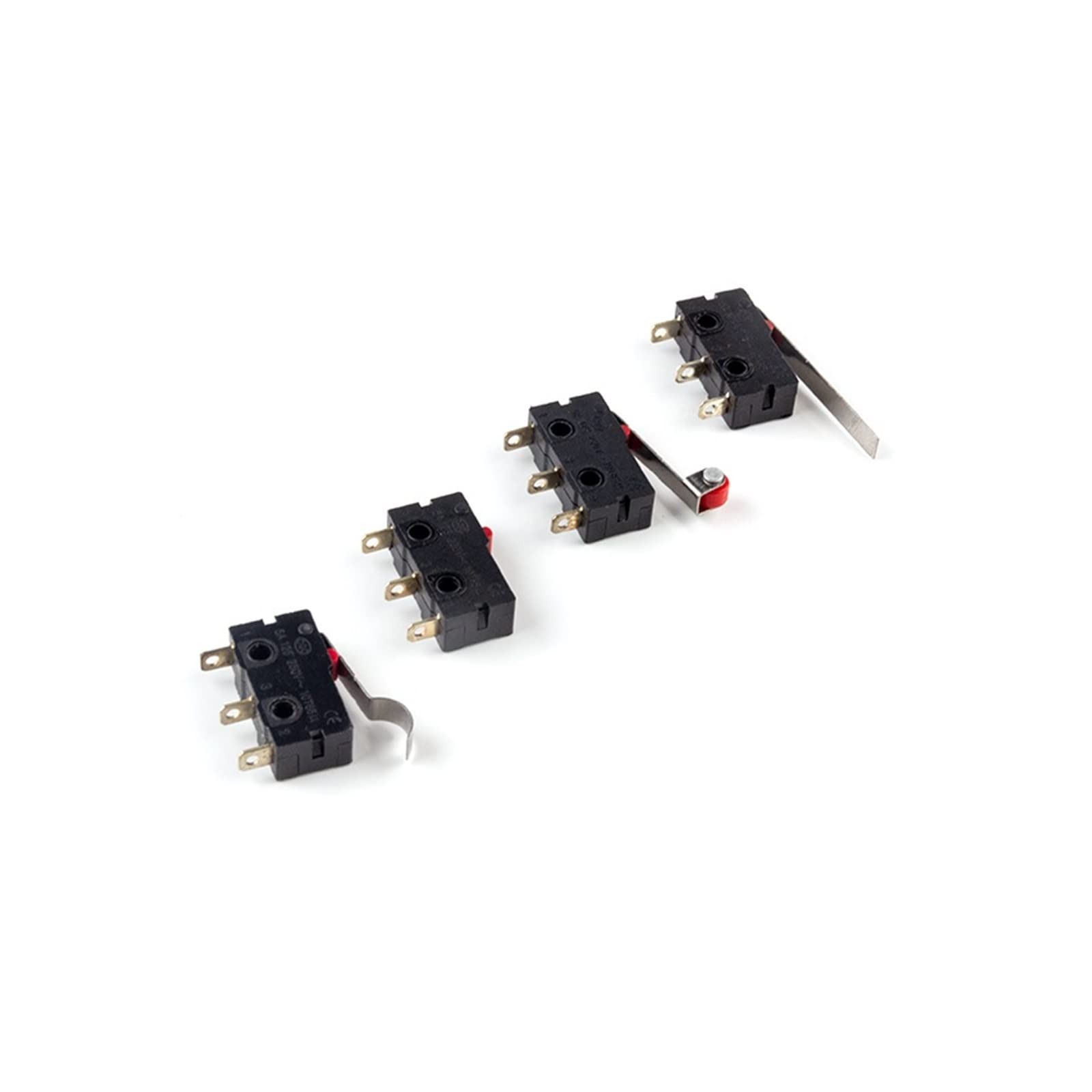 POWTAXBJGD 10Pcs Limit Switch NO NC 3 Pins PCB Terminals SPDT 5A 125V 250V 29mm Roller Arc Lever Snap Action Push Microswitches(KW12-wan)