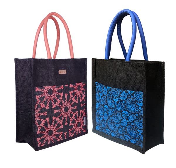 Image of Foonty Tote Bag /Lunch Bag /Gym Bag (Pack of 2,FFFWB6016D Multicolored)