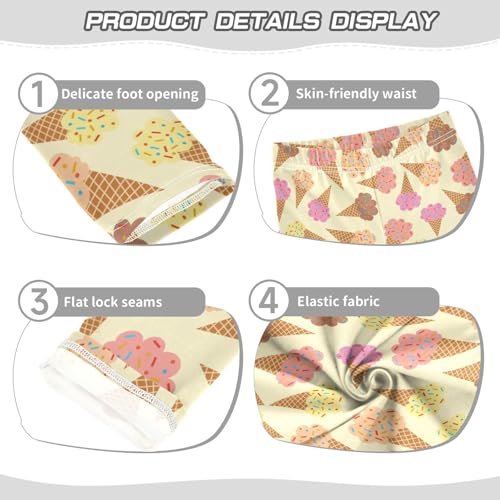 Colorful Ice Cream Girls Leggings,Workout Leggings for Girls Toddler Athletic Leggings Size for 3-10T3