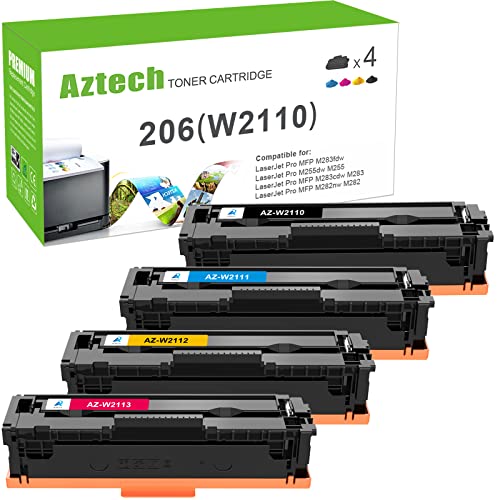 Compatible Toner Cartridge Replacement for HP 206 Color Pro M255dw MFP M283fdw M283cdw M283 M282nw M255 W2111X W2112X W2113X (Black Cyan Yellow Magenta, 4-Pack)