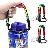 LUTQ 2 Packs Cap Strap for 32oz Wide Mouth Nalgene Bottles - Durable Paracord Strap with Aluminum Alloy Safety Buckle - Handle Compatible with Nalgene - Rainbow