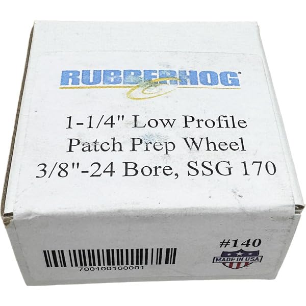 Rubberhog 1-1/4" x 3/4" Low-Profile Patch Prep Buffing Wheel - 170 SSG - 3/8" x 24 Thread