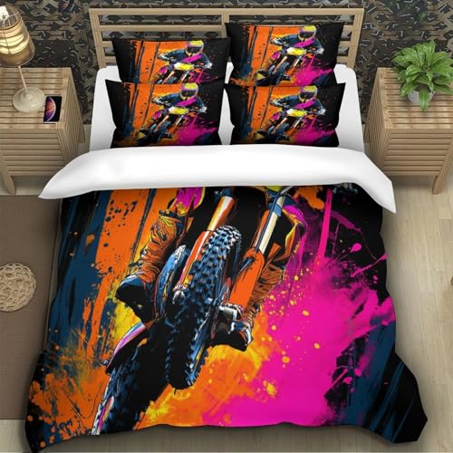 Housse de couette motocross fermeture éclair king size douce