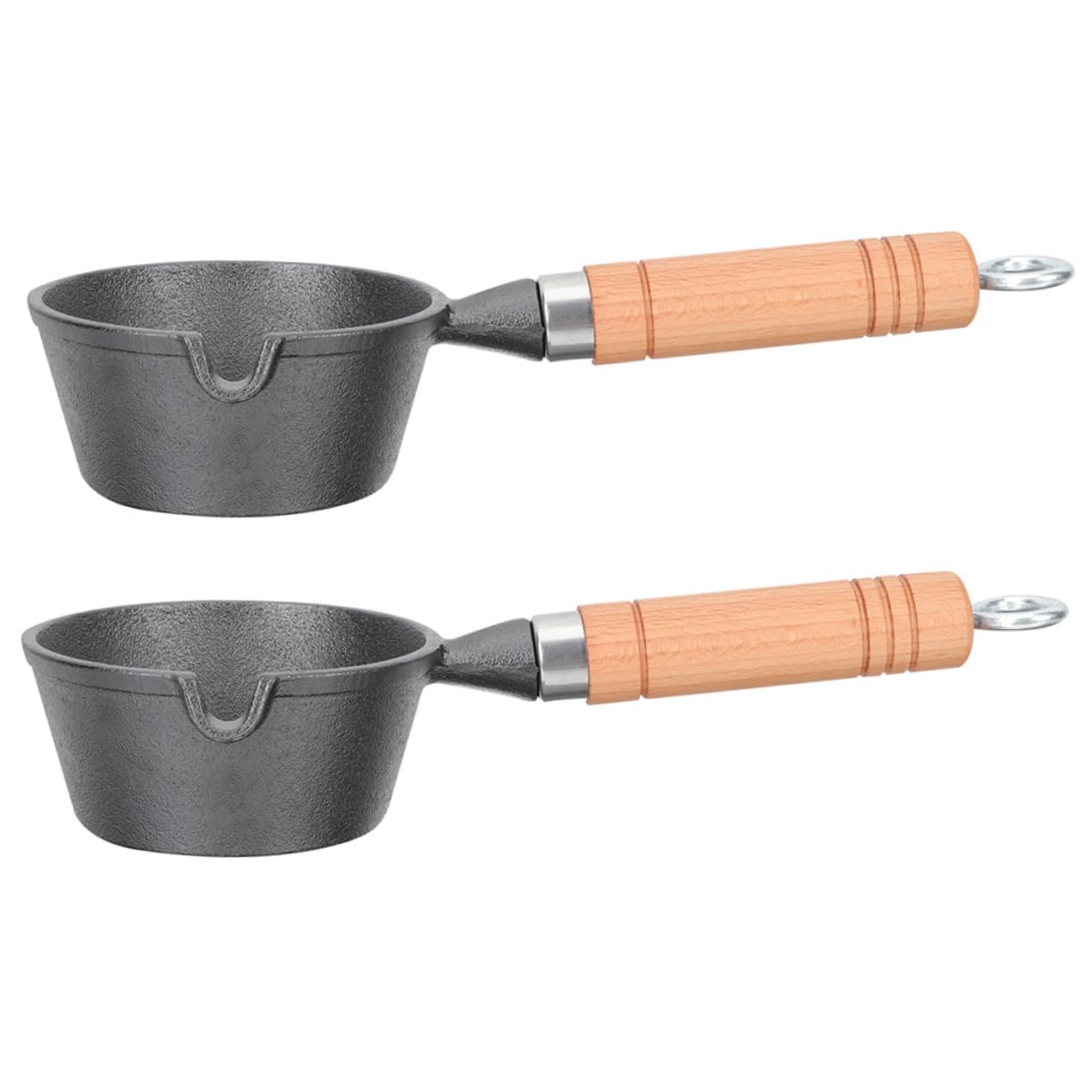 Ensemble de 2 petites casseroles en fer compactes et légères avec bec verseur