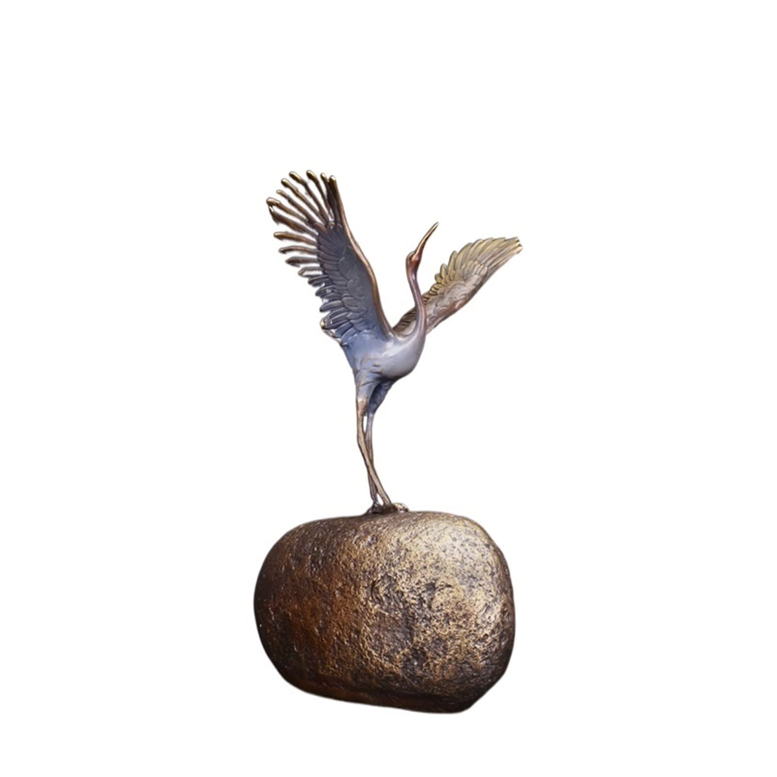 hongchenke34 Copper statue Copper Crane Entryway Ornament Metal Crafts Living Room Bedroom Home Decorations