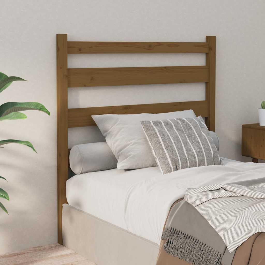 Tête de lit marron miel 96 x 4 x 100 cm en bois massif de pin design à lattes, dossier pour lit double, chambre à coucher, soutien dorsal confortable pour lire et s'asseoir