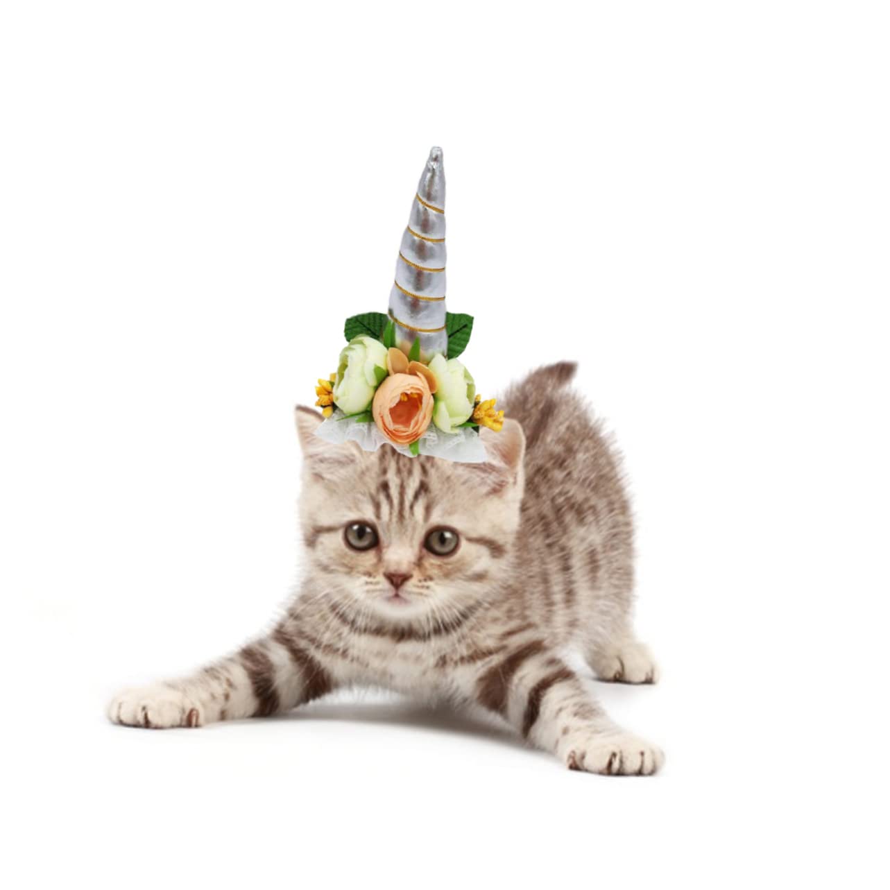 POPETPOP 3piezas Sombrero De Cosplay para Mascotas Diseño De Unicornio Gorro y Cómodo para Gato y Perro para Fiestas y Eventos Talla s