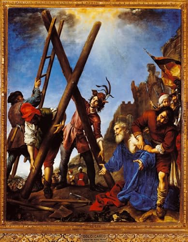 Impressions d'art mural tableau vintage peinture de Saint devant la croix 60x90