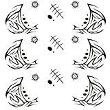 Halloween Tribal Face Tattoos, Fake Tribal Totem Temporary Face Tattoos Sticker Fish Bone Face Tattoo Decal,9-Sheet