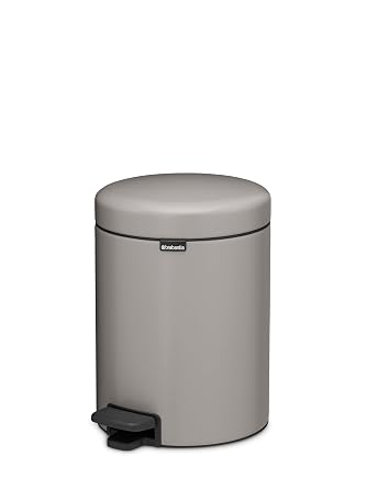 Brabantia NewIcon Pedal Bin 1.3 Gallon/5L Soft Gray, Soft-Closing Kitchen Garbage Can, Step-On Trash Can with Removable Inner Bucket, PerfectFit Trash Bag Pack Included
