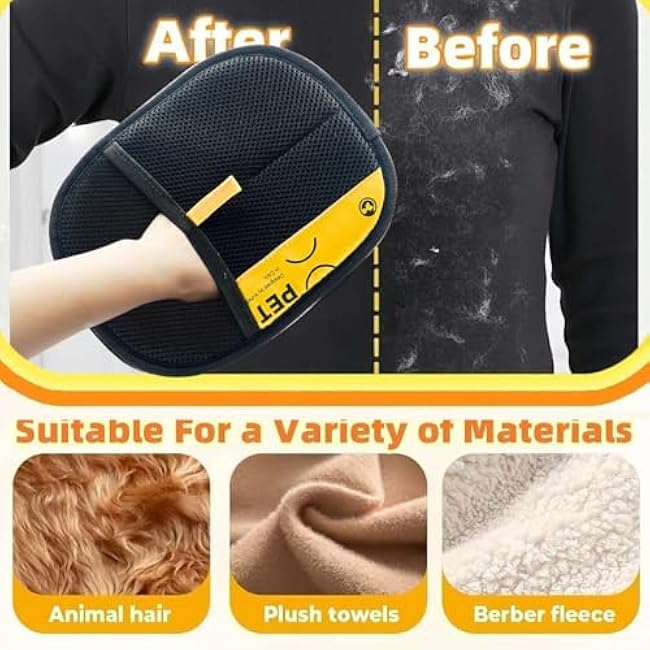 Pet Hair Removal Glove for Cats & Dogs,Pet Hair Remover Electrostatic Gloves,Efficient Pet Grooming Gloves with Hair Comb,Reusable Cat & Dog Hair Remover for Couch, Furniture, Carpet, Curtain(2PC)-looz7iFk