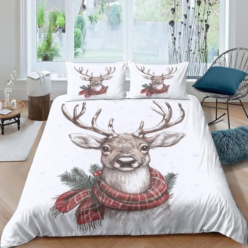 Housse de couette cerf Noël en microfibre super douce haute densité 220x240cm - 4
