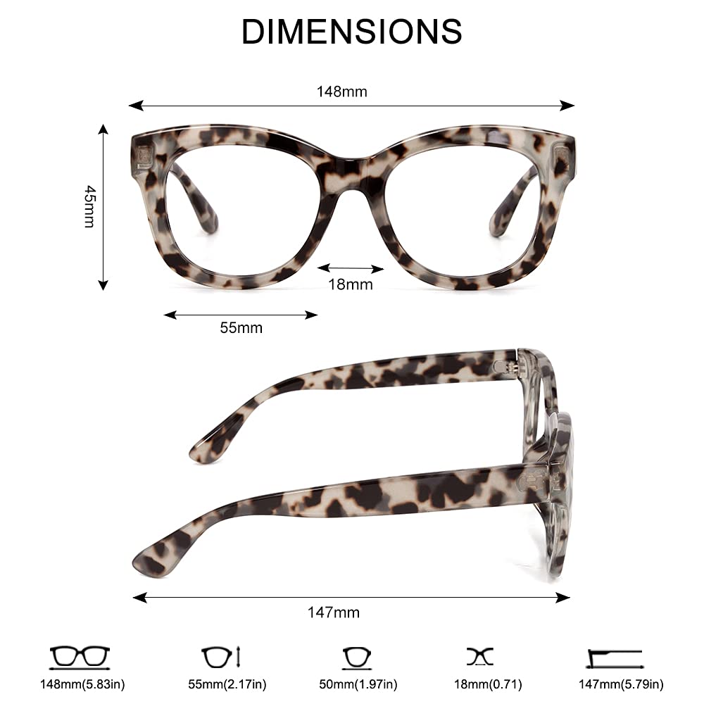 JiSoo Reading Glasses 2.25 Women/Ladies Grey Tortoiseshell Turquoise Designer Readers - Image 4