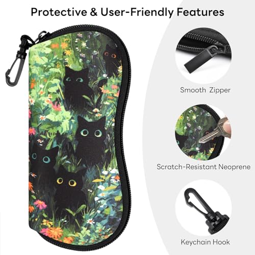 Image of Sunglasses Case with Belt Clip, Ultra Light Neoprene Zipper Soft Padded Glasses Case for Women Men