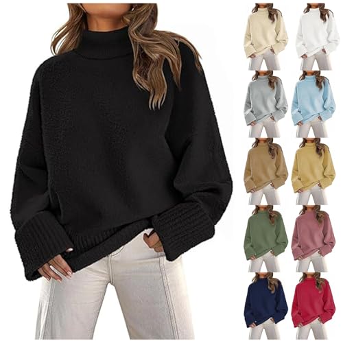 Fall Sweaters for Women 2024 Oversized Turtleneck Pullovers Fuzzy Knit Sweater Tops Loose Warm Tops Trendy Outfits4