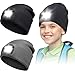 HICARER 2 Stücke LED Mütze Hut für Kinder USB Wiederaufladbare LED Strickmützen Winter Warm Strick Taschenlampe Hüte Kleidung Zubehör für Wandern, Radfahren, Camping in der Nacht, Angeln