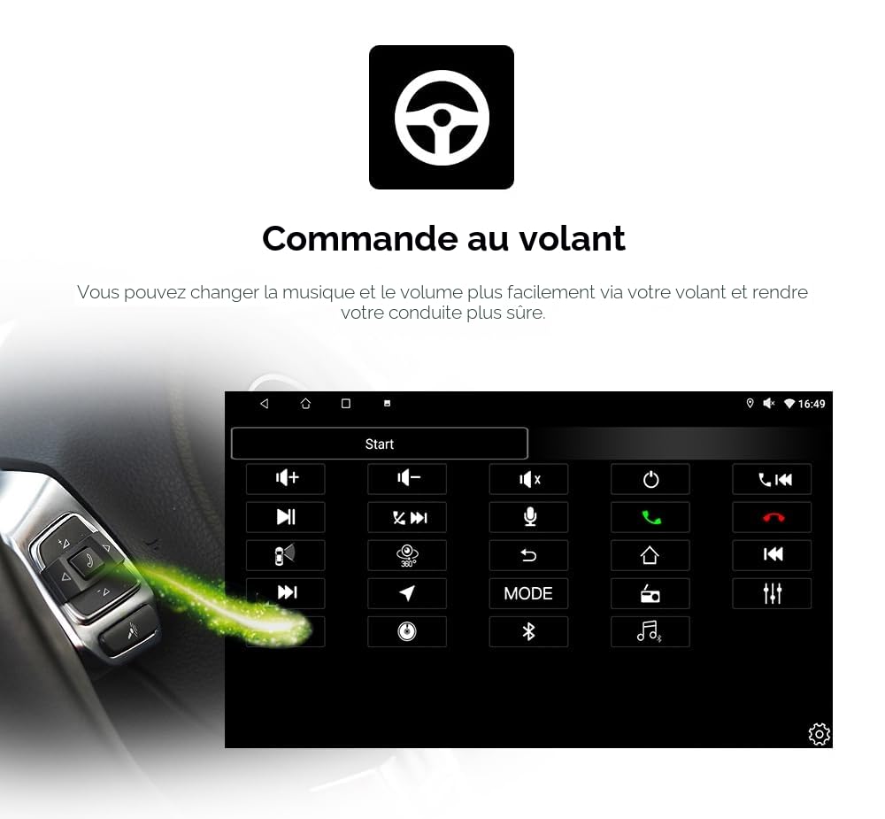 hizpo 9 pouces écran tactile Autoradio compatible avec Fiat 500 2007-2014 avec Carplay/Android Auto 4-core UPC 2+32GB DAB Adaptateur autoradio WiFi 4G Mirror Link (noir-1)