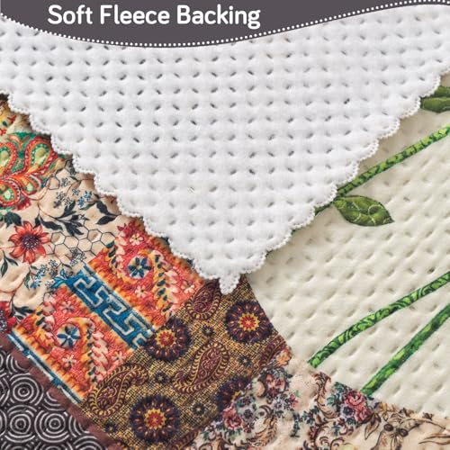 Image of HOKIPO HeavenHue Sofa Cover 1 Seater for Seat & Back, Floral Patchwork