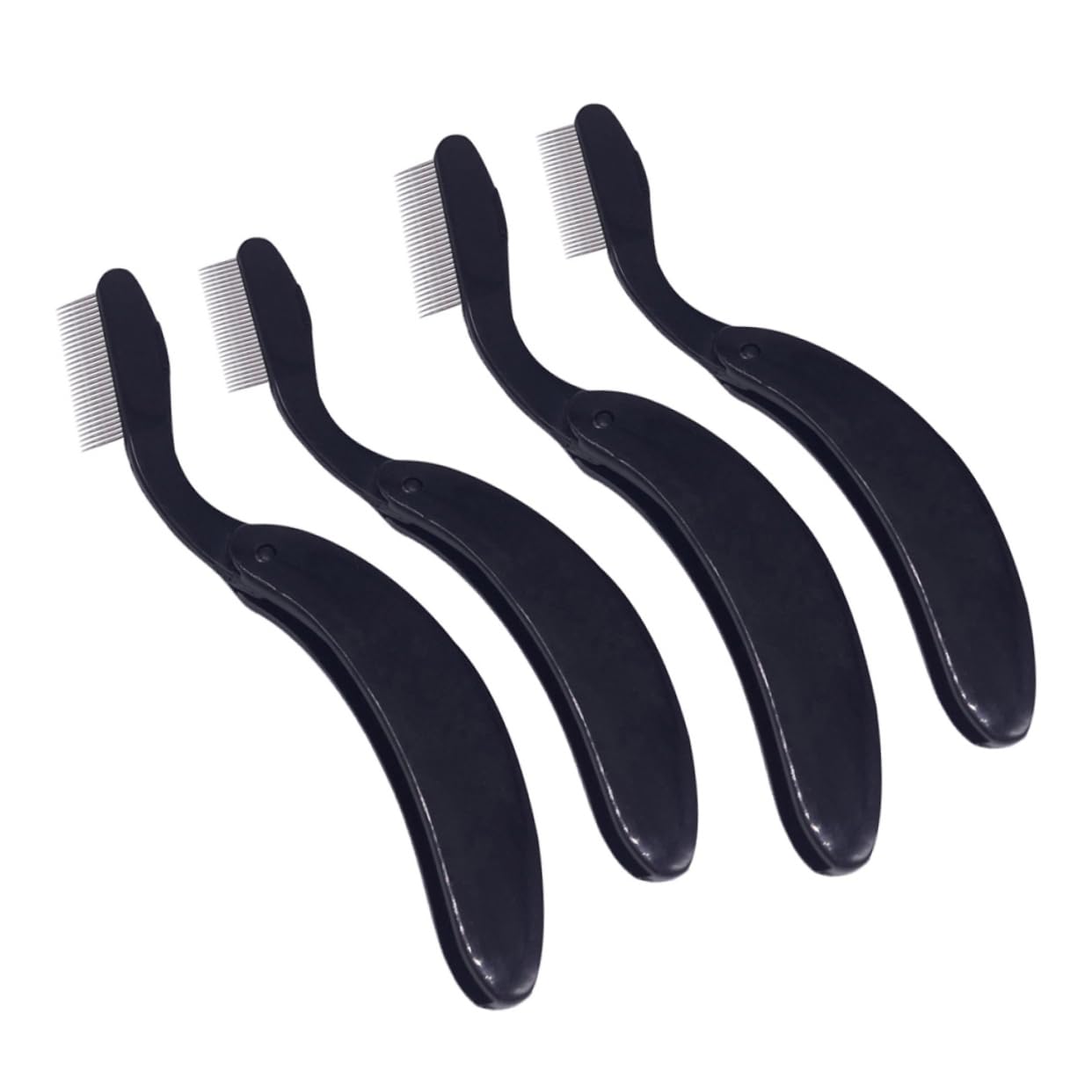 NOLITOY Folding Lash and Brow Comb Curved Handle Plastic Eyebrow Brush Steel Needle Beauty Tool Easy to Clean