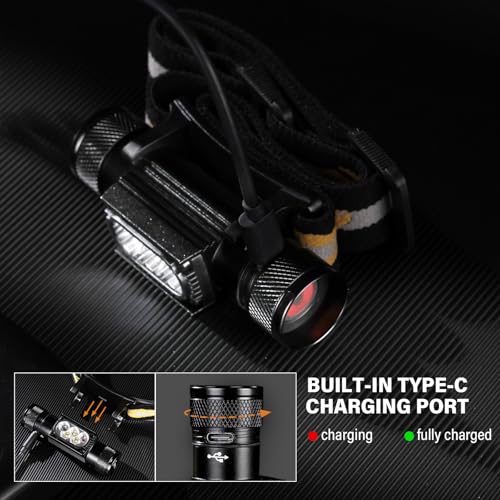 Image of sofirn LED Headlamp Rechargeable, H35R Super Bright Lightweight Head Light with 660nm Deep Red Light, 1500 Lumens White Light, IPX6 Waterproof Head Flashlight for Running Hiking Camping