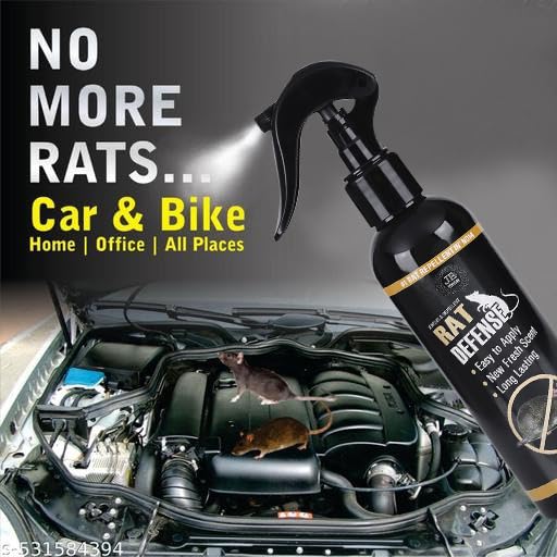 Image of Rat Defence Spray, Natural Rodent Repellent, Black Bottle, 200ml, Easy to Apply, Long Lasting Home, Rat Defense For Car Pack Of 2 (Chamomile)
