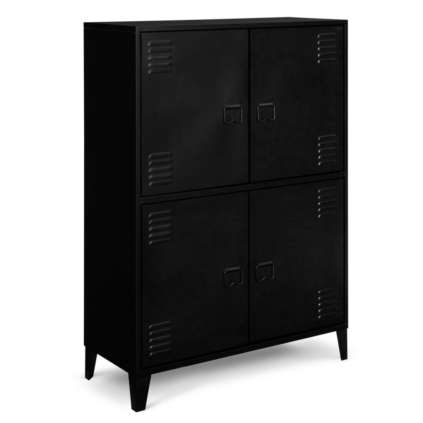 IDMarket – Armario Ester 4 puertas metal negro diseño industrial