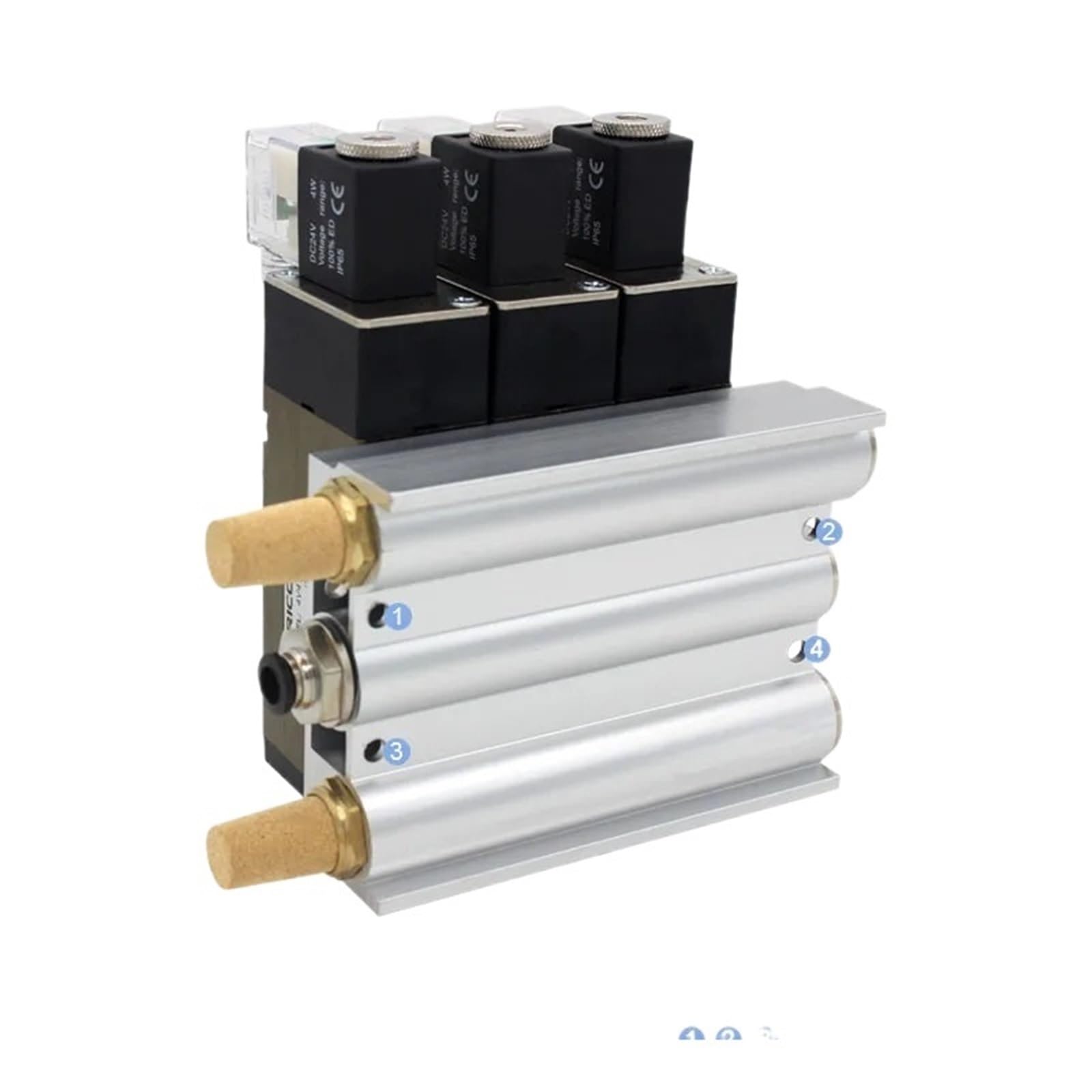 Electrovanne pneumatique 5/2 type 4V410-15 collecteur alu 2 stations avec connecteurs