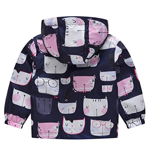 Toddler Boys Girls Zip Hooded Jacket Graphic Long Sleeve Windproof Trench Coats Kids Windbreaker (Navy, 3-4 Years)2