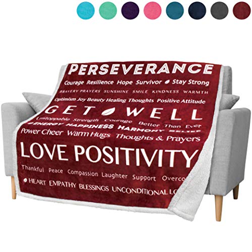 PAVILIA Healing Thoughts Blanket, Sherpa Fleece Throw for Women Men | Warm Hugs