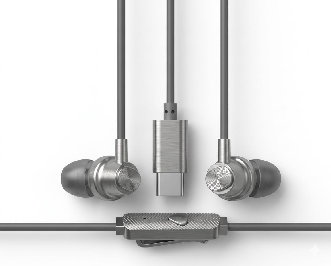 Generic Wired in-Ear Earphones Tdy B121 Navy Blue TITANIUM GREY - Image 1