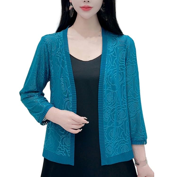 Bolero Mujer,Cárdigan De Punto De Jacquard para Mujer, Manga Larga, Frente Abierto, Ligero, para Verano, para Cubrirse, Bolero, Chaqueta para Ocasiones Especiales, para Vestidos De Noche, Informal,