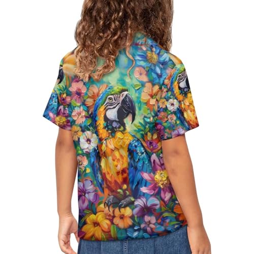 Image of PinUp Angel Funky Casual Hawaiian Shirt Kids Boys Girls Art Oil Painting Animal Pattern Short Sleeve Unisex Beach Shirt