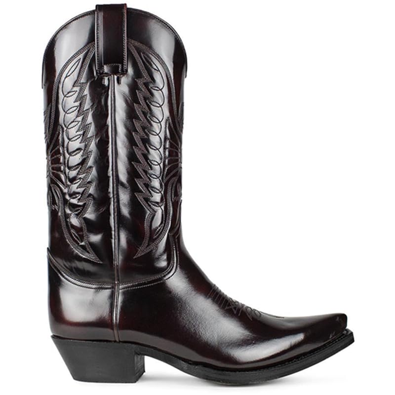 Western Cowboy Boots for Men Retro Embroidered Slip Resistant Square Toe Chunky Heel Mid Calf Country Work Boots2