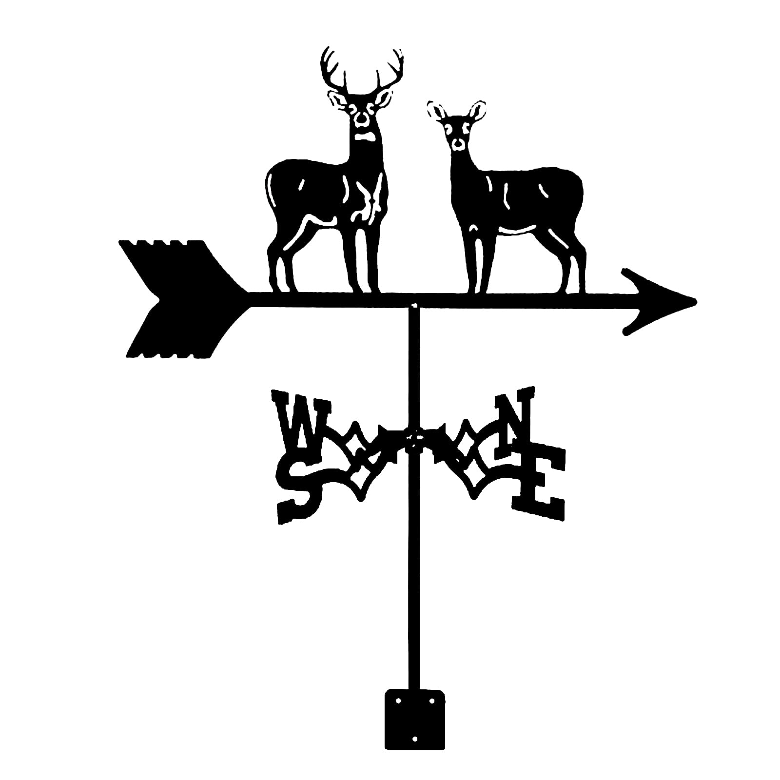 WIQUYBML Weathervane Wind Direction Indicator Decor Vane Weathercock for Farm Yard Garage Cupola Garden Weather Vane/Double Deer/35 * 50Cm