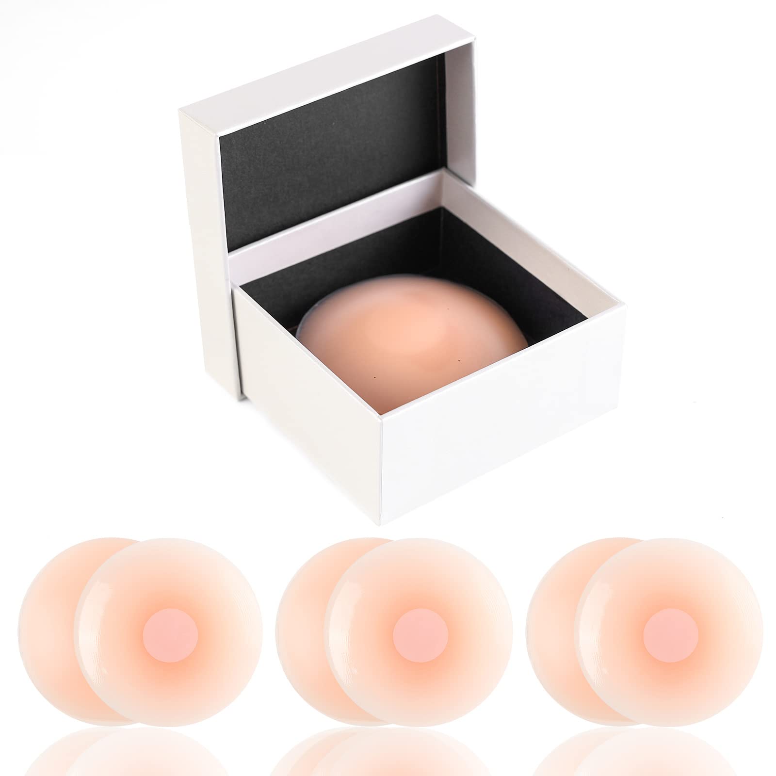 InkuonteNipple Covers for Women, Lift Nippleless Pasties Reusable, Adhesive Seamless Silicone Cake Nipple Cover Petals