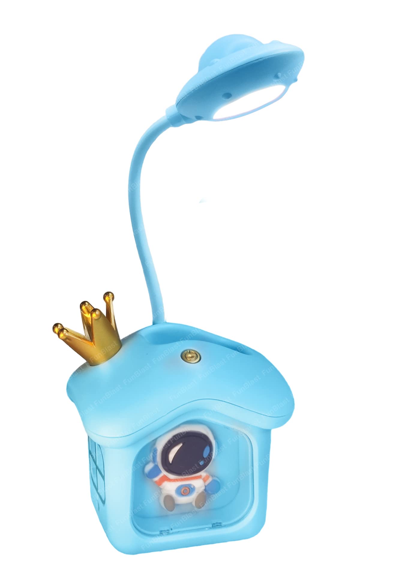 FunBlast Space House Table Lamp-2 in 1 Study Desk LED Lamp, Rechargeable Desk Lamp and Pen Holder, Adjustable Study Desk Lamp for Study Room, Home/Office (Blue)-image-9
