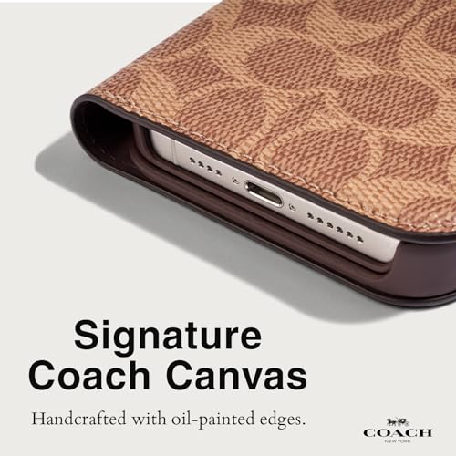 Coach Signature Canvas Two Piece Detachable Wallet Folio iPhone 15 Plus Case, Compatible with Wireless Charging - Signature Tan - image 4