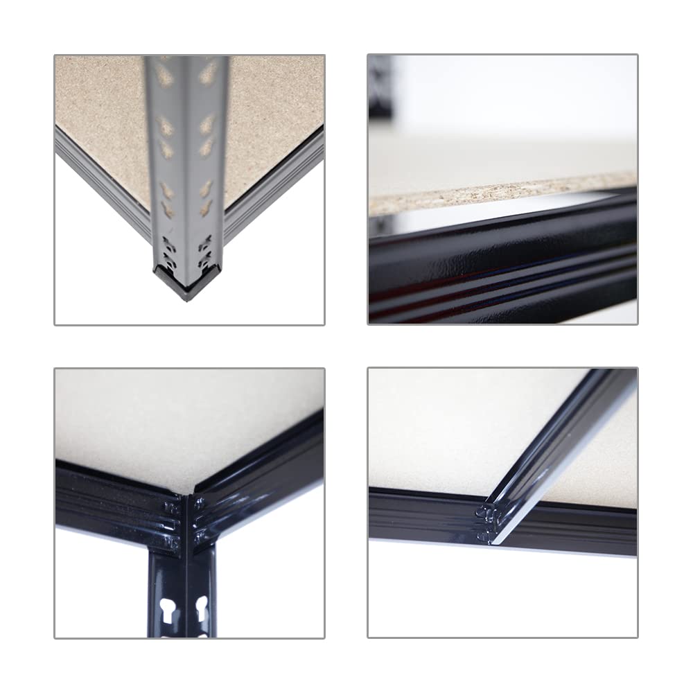 PROREGAL Mega Deal | 2X Schwerlastregal Giant Tiger | HxBxT 200x120x60cm | Fachlast 265kg | 5-Ebenen | Schwarz | Garagenregal Kellerregal, Werkstattregal