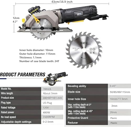 NEWONE 4.5A Mini Circular Saw