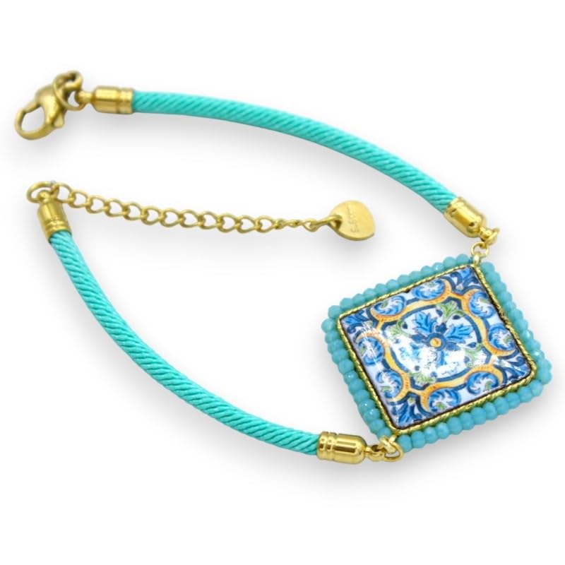Bracelet Sicilia Bedda Capaci en pierre de lave turquoise, cadeau idéal - 2