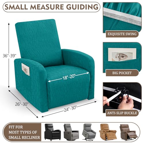 Image of ZNSAYOTX 100% Waterproof Recliner Chair Covers, 3-Piece Stretch Fit Recliner Slipcovers with Buckle & Elastic Band for Lazy Boy, Stay in Place, Soft Plaid Jacquard Protector (Small, Peacock Teal)