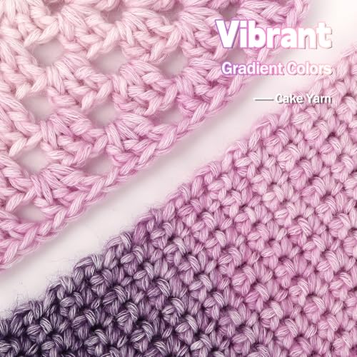 Image of Katech Gradient Cake Yarn for Crocheting-Multicolor Soft Rainbow Cotton Crochet Yarn for Scarves, Shawls, Blankets, and Garments(C)