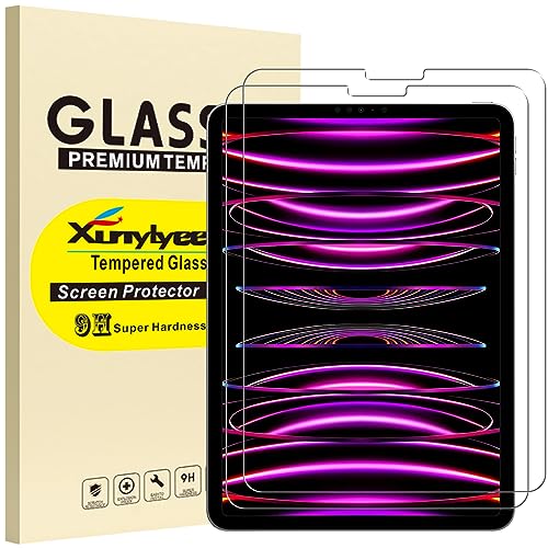 XunyLyee [2 Pack Screen Protector for iPad Pro 11 inch and iPad Air 5/4 (10.9 Inch) Easy Installation Tempered Glass Film