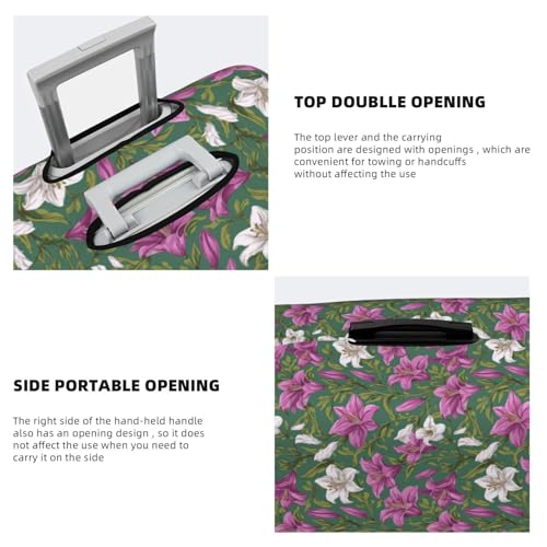 Lily Flowers Pattern Elastic Travel Luggage Covers Dustproof Scratch-Resistant Suitcase Protector Fit 22-24 Inch3