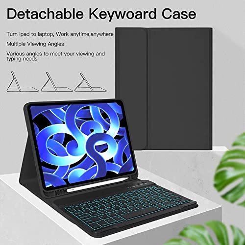 Image of typecase Keyboard case for iPad Air 11 (M4 /M3 /M2,2026 /2025 /2024),Air 5th /4th & Pro 11(4th /3rd /2nd /1st) with 7-Colors Backlit, Multi Viewing Magnetic Detachable Wireless Keyboard case, Pencil Holder