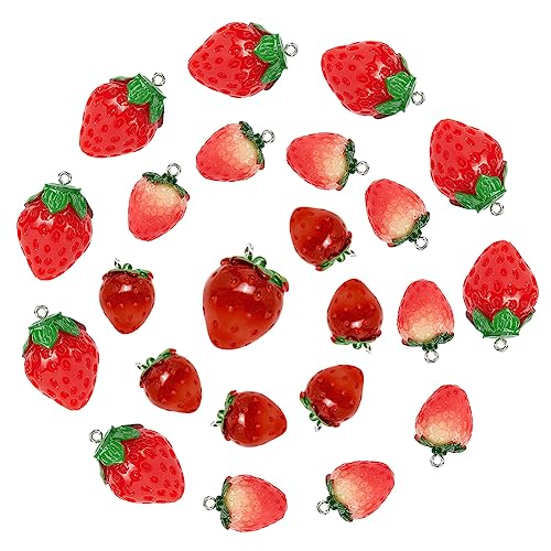 Breloques Fraises SUNNYCLUE - Lot De 24 | Perles En Résine 3D Pour Création De Bijoux Et Accessoires